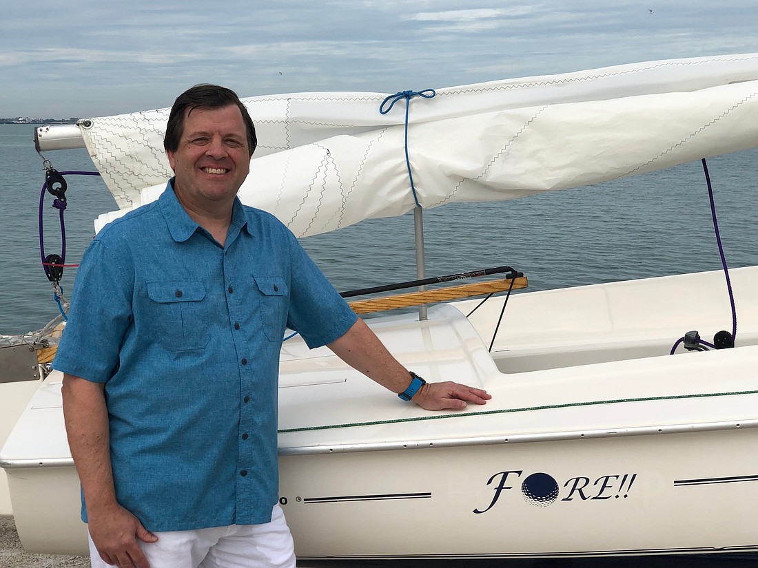 Courtesy. PGT Innovations executive Brad West sails a Flying Scot sailboat on Sarasota Bay and is a member of the Sarasota Sailing Squadron.